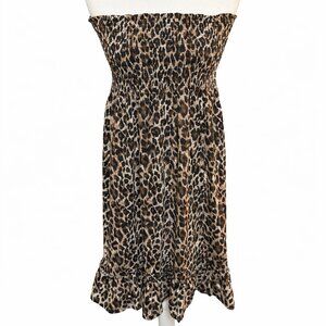 Leopard print strapless dress. Large.